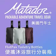 【Matador 鬥牛士】FlatPak Toiletry Bottle 便攜沐浴旅行分裝瓶-3色組(黑/酒紅/灰白)