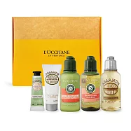 L&rsquo;OCCITANE 歐舒丹 草本杏仁沐浴嫩膚禮盒組[洗髮精35ml+護髮乳35ml+沐浴油35ml+凝霜20ml+護手霜10ml]-國際航空版