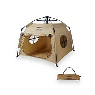 [野一夏] 全自動速開可折疊寵物帳篷 睡窩 寵物床 寵物露營窩-附收納袋 中小型犬貓適用|貓窩 狗窩 可攜式寵物帳 -卡其