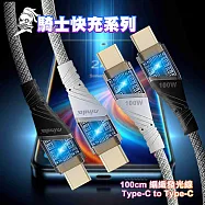 NISDA 騎士快充系列 編織發光線 Type-C to Type-C-100cm 黑色