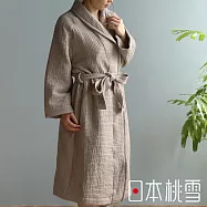 【日本桃雪】雙面紗布立體織紋輕質浴袍/睡袍 (霧灰米) | 鈴木太太公司貨