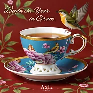 【A&L】骨瓷對杯禮盒組-花樣春曉(繽紛多色) 翠藍