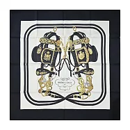 Hermes 愛馬仕 Brides de Gala 90 cm典藏手工捲邊斜紋真絲方巾 黑/奶油/金