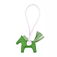 Hermes 愛馬仕 Rodeo小羊皮撞色手工馬兒吊飾(小) 綠/粉