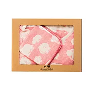 JOGAN日本成願毛巾 elephant infant 象寶貝系列 純棉防踢被+手帕 禮盒組 河馬粉紅