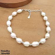 高雅質感天然珍珠銀珠925純銀手鍊 (外鍍專櫃級正白K.女用手鍊)