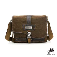 DF BAGSCHOOL - SANDIA POLO帆布復古型男必備大容量肩背斜側包 棕色