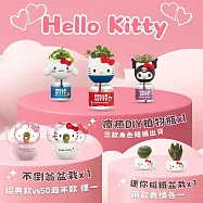 為你每天加加油【Green Pandora】Hello Kitty 組合 (不倒翁盆栽(經典款、50週年款擇一)+療癒植物瓶(三款隨機出貨)+迷你磁鐵盆栽(2入組)) 經典款(白色)款不倒翁