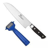 【金永利鋼刀】多功能料理超值組 電木系列 F8尖三德刀+多功能兩用刨刀