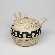 福介商店 日本陶壺 常滑燒 憲兒 白練黑中帶水玉 橫手急須0.19L