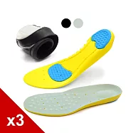 糊塗鞋匠 優質鞋材 C225 PU複合GEL運動鞋墊 3雙 B03黑色L 29cm