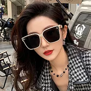 seoul show首爾秀 雙CC質感方框太陽眼鏡UV400墨鏡 G14 米白框黑灰片