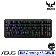 【送原廠ROG電競滑鼠墊】ASUS 華碩 TUF Gaming K3 GEN II 機械式電競鍵盤 (中文/ABS鍵帽) 紅軸