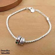 時尚漂亮彩紅鋯石英文字母環圈S925純銀手鍊 (外鍍專櫃級正白K.附贈禮盒)