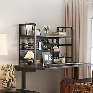 【居家cheaper】75CM黑色洞洞板置物架/收納架/洞洞板立架/工作架/桌上架/書架/工具架 黑色