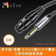 【魔宙】麥克風/音響 6.5mm轉XLR卡農線 公對母純銅音源線 3M