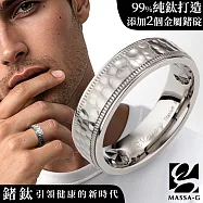 MASSA-G 純鈦系列【鈦星情緣-星河】鈦金男戒(鑲嵌2個鍺) 銀-美規8號