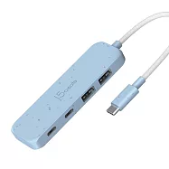 j5create 環保材質 USB-C&reg; Gen2 轉四埠 Type-A / Type-C 高速集線器_JCH342E 清新藍