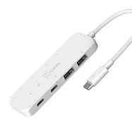 j5create 環保材質 USB-C&reg; Gen2 轉四埠 Type-A / Type-C 高速集線器_JCH342E 自然白
