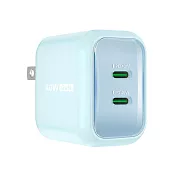 j5create USB-C 雙孔 40W 氮化鎵GaN 迷你PD智慧型極速電源供應器_JUP2540 CC清新藍