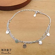 氣質優雅亮面流蘇圓片雙層次925純銀手鍊 (外鍍專櫃級正白K.女用手鍊)