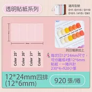 精臣標籤貼紙-D11 D11S H1S D110 D101通用《透明/夜光貼系列》 透明6*12mm(四排)