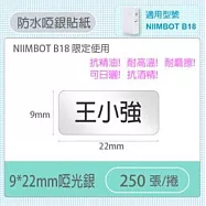 精臣標籤貼紙-B18專用貼紙《彩色系列》 啞銀9*22mm