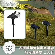 Time Leisure 花園草坪免耗電 太陽能打光園藝燈 2LED白光 二入組