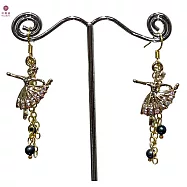 BILLY KING 貝麗晶 【舞者系列-48】(BK248) 側身抬腳芭蕾舞者天然珍珠流蘇耳環