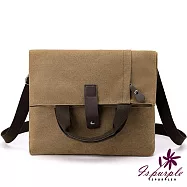 【iSPurple】摺疊垂墜*帆布男性斜垮手提側背包/棕