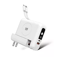 [野一夏]三合一無線快充行動電源|10000mAh 22.5W PD快充 無線充電+插頭+充電線 -白色