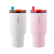 [CookPower 鍋寶] 珍珠粗吸管陶瓷隨行杯900ml_買1送1(3色選) 愛戀粉+奶油裸杏