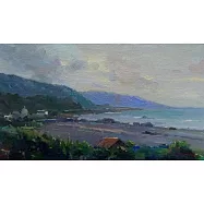 【玲廊滿藝】陳忠利-宜蘭頭城海濱落日20x35cm