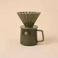 【陸寶LOHAS】花見咖啡杯套組(小)V型濾杯搭配馬克杯 適用V60和蛋糕濾紙 松柏綠
