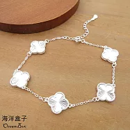 點點閃爍流線大四葉草990純銀手鍊.女用手鍊