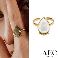 AEC PARIS 巴黎品牌 梨形切割珍珠母貝戒指 金色可調式戒指 THIN RING AYA