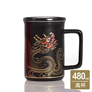 《乾唐軒活瓷》 彩雲龍高杯 / 含蓋 / 描金 / 無光黑 480ml 無 無光黑