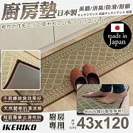 【IKEHIKO】日本製天然藺草幾何圖廚房地墊43x120cm(天然墊 草墊 清涼藺草墊 地墊 踏墊/11265515) 米黃色S1