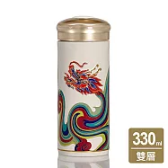 《乾唐軒活瓷》彩雲龍隨身杯 / 大 / 雙層 / 彩繪中國紅描金 330ml 無 彩繪中國紅描金
