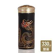 《乾唐軒活瓷》彩雲龍隨身杯 / 大 / 雙層 /無光黑描金 330ml 無 無光黑描金