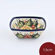 波蘭陶 繁花逸麗系列 方形醬料碟 13cm 波蘭手工製 前菜碟