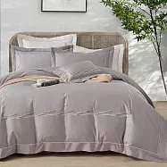 《DUYAN 竹漾》300織長絨精梳棉雙人四件式舖棉兩用被床包組- 暖陶灰