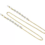 seoul show首爾秀 石頭水晶珠兩用口罩掛繩鏈墨鏡平光眼鏡鍊老花近視防丟鍊 透白