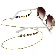 seoul show首爾秀 石頭水晶珠兩用口罩掛繩鏈墨鏡平光眼鏡鍊老花近視防丟鍊 金彩