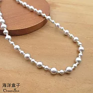 氣質高雅灰紫施家珍珠方塊串珠925純銀項鍊.女用短鍊