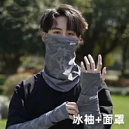 【Decoy】個性迷彩*夏季遮陽透氣涼感防曬袖套+口罩男生款/ 深灰