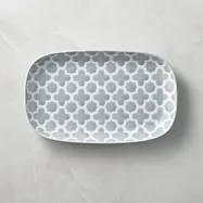 石丸波佐見燒 - 摩洛哥花磚長方盤 - 淺灰