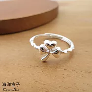 清新自然三葉幸運草925純銀戒指.可調整戒圍