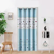 【巴芙洛】穿桿式遮光拉簾門簾寬150*高200cm(買就送伸縮桿/門廉/風水簾/遮光窗簾/拉簾/窗簾/隔簾) 小魚藍+送桿子