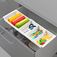 《tescoma》歐洲 可伸縮4格餐具收納盒(米白) | 抽屜格層分隔 碗筷收納